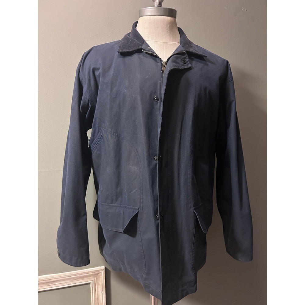 Vintage Polo Ralph Lauren Men Wool Lined Navy Blue Waxed Canvas Barn Jacket Med